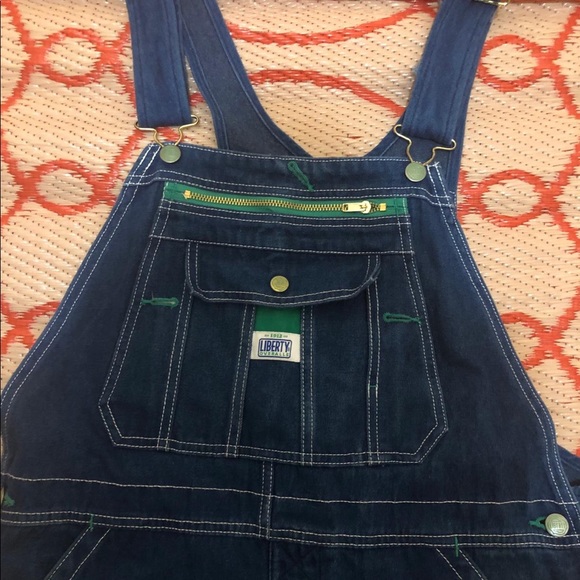 dark blue jean overalls